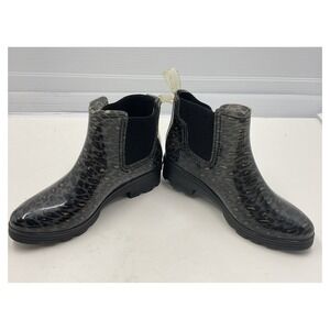 Ocean Coast Women's Leopard Print Chelsea Rain Boots Size 9